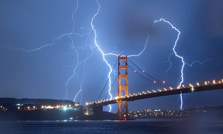 Lightning over the Golden Gate Bridge, San Francisco, September 2017.