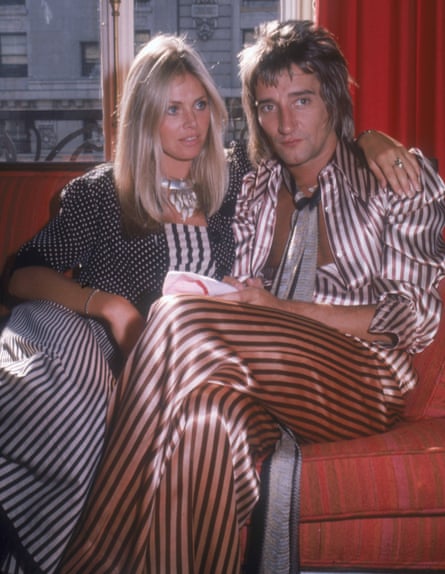 Ekland with her then boyfriend, Rod Stewart, in 1975.