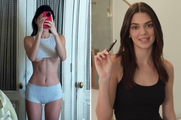 Kendall Jenner shows off underboob in super-short bra top and grey underwear