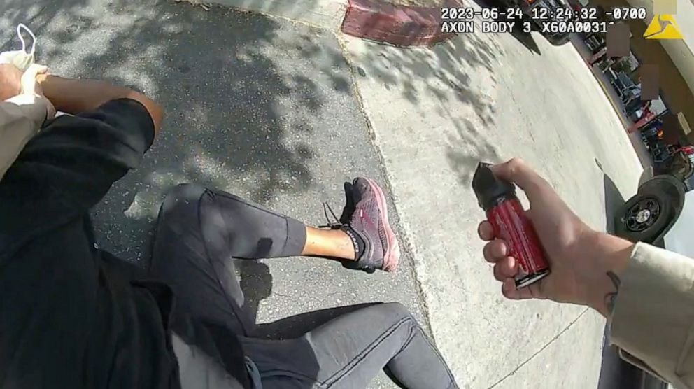 PHOTO: Bodycam footage released by the Los Angeles County Sheriff’s Department of a June 24 2023, incident outside a WinCo grocery store in Lancaster, Calif.