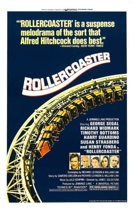 A poster for the 1977 film Rollercoaster, in which David performed stunts.