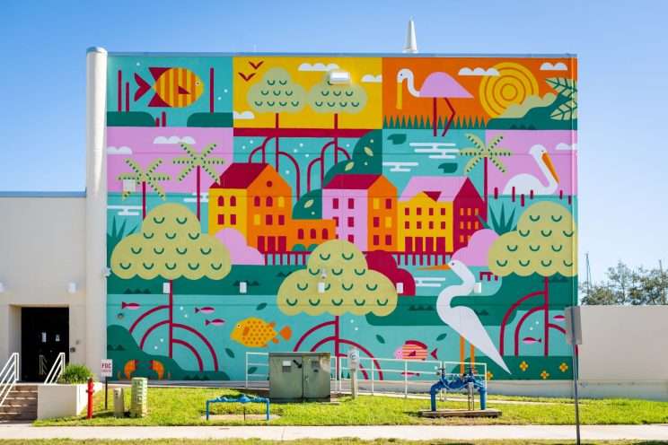 A mural showing mangroves and native Florida species.