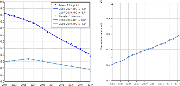 Gender disparities in lung cancer incidence in the United States during 2001–2019