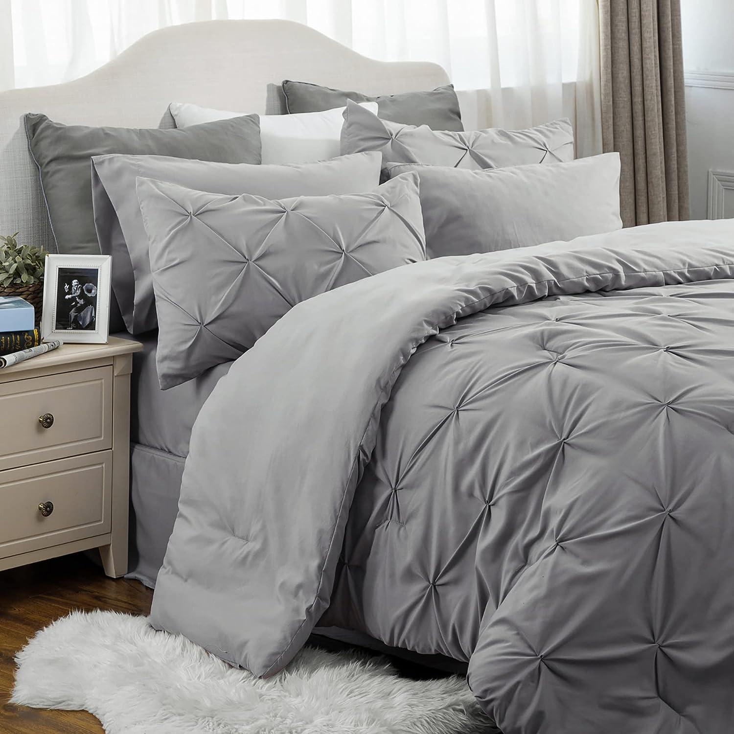 Bedsure Twin Comforter Set with Sheets Grey