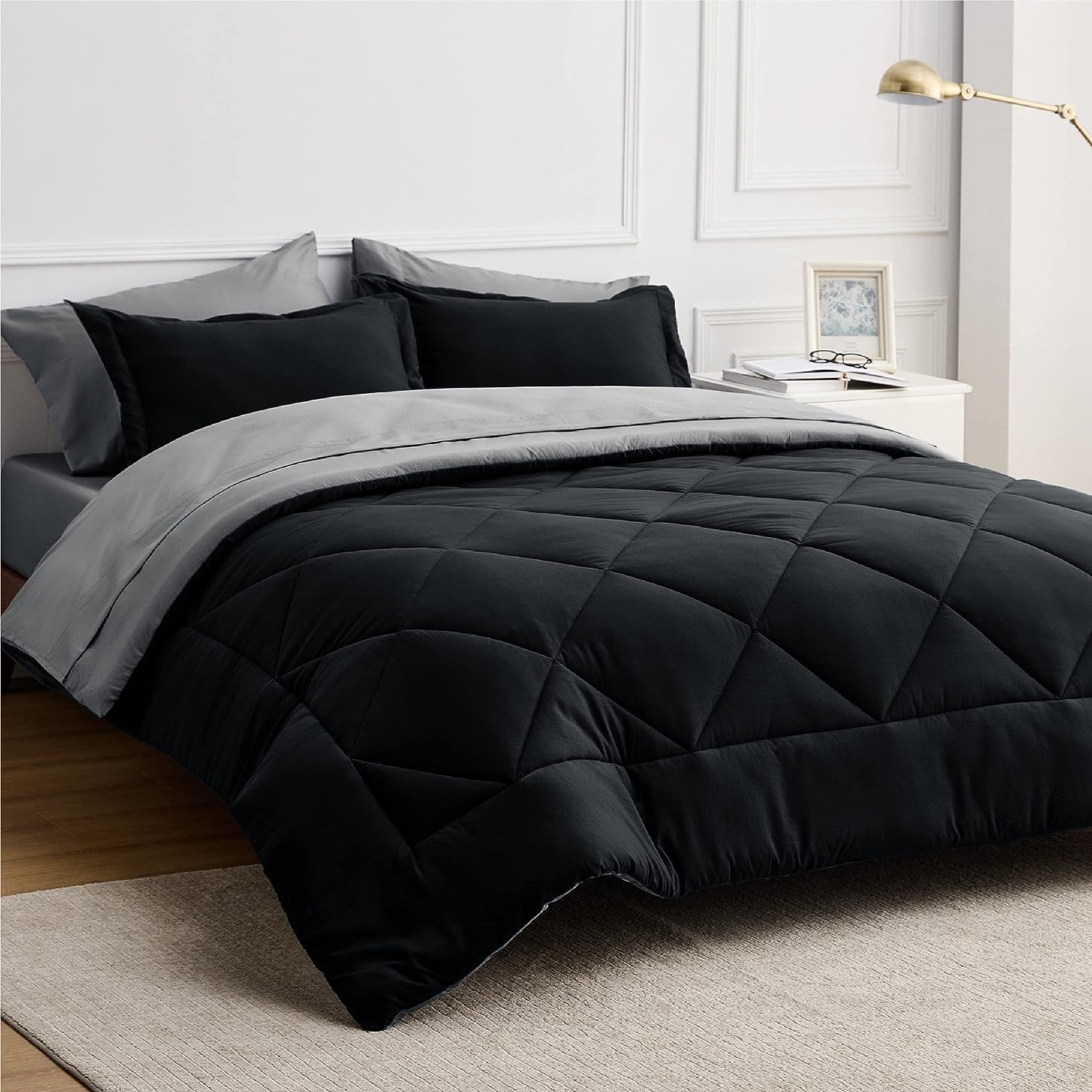 Bedsure Black Twin Comforter Set 5 Pieces