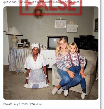 This photograph does not show Elon Musk and his mother during