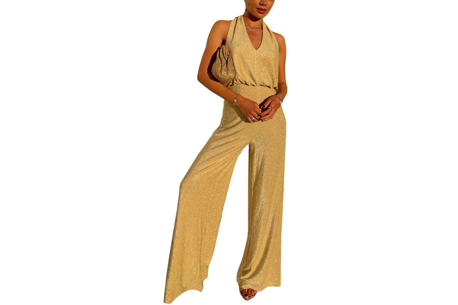 Never Fully Dressed Gold Sparkle Jumpsuit