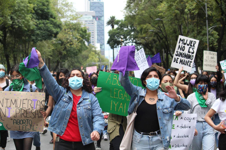 Demonstrators gather to march on the International Safe Abortion Day in Mexico City