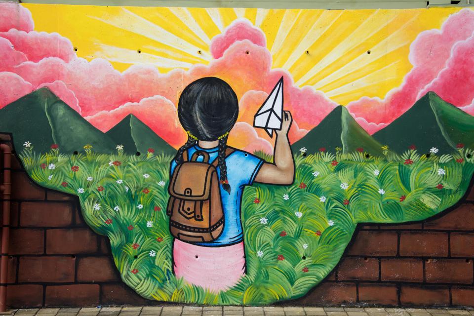 A mural painted outside a community center in Tapachula, Chiapas, Mexico, part of a UNICEF-supported social behavioral change intervention – 