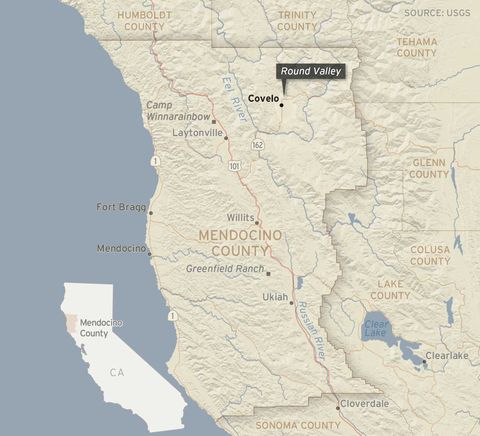 round valley, mendocino county, covelo, california, map, round valley tribal council, death, murder