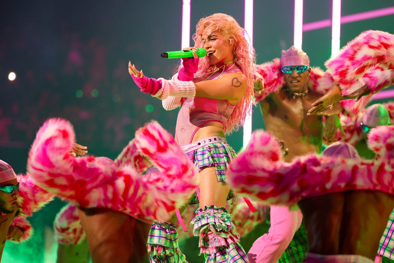 Karol G performs at the 2023 MTV Video Music Awards on September 12 in Newark, New Jersey.
