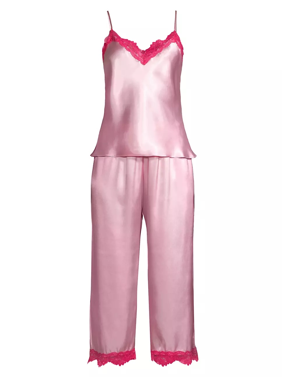 satin lingerie pajama set pink
