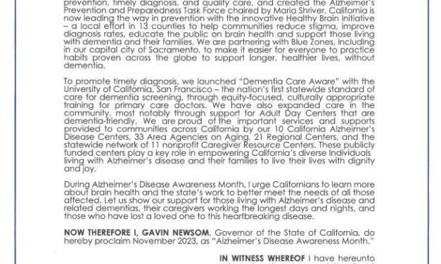 Governor Newsom Proclaims Alzheimer’s Disease Awareness Month | California Governor