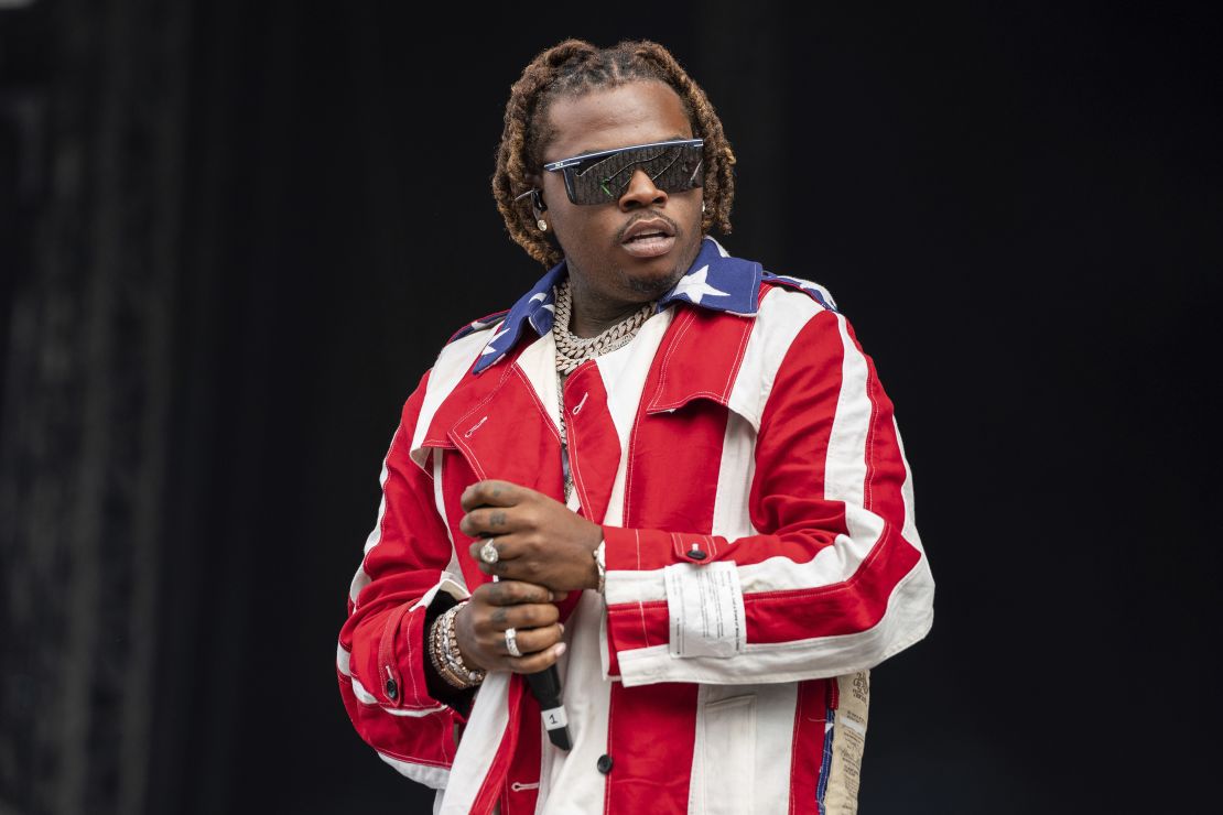 FILE - Rapper Gunna performs at the Wireless Music Festival, Crystal Palace Park, London, England, on Sep. 10, 2021. Gunna, who was arrested earlier in the year along with fellow rapper Young Thug and more than two dozen other people, pleaded guilty in Atlanta on Wednesday, Dec. 14, 2022, to a racketeering conspiracy charge, according to a statement released by his attorney. (AP Photo/Scott Garfitt, File)