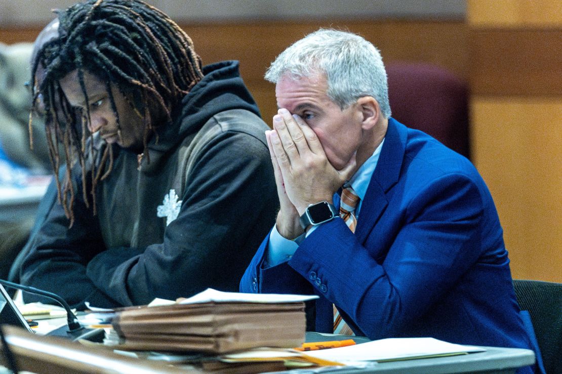 Atlanta rapper Young Thug sits next to his defense attorney Brian Steel during jury selection in the 