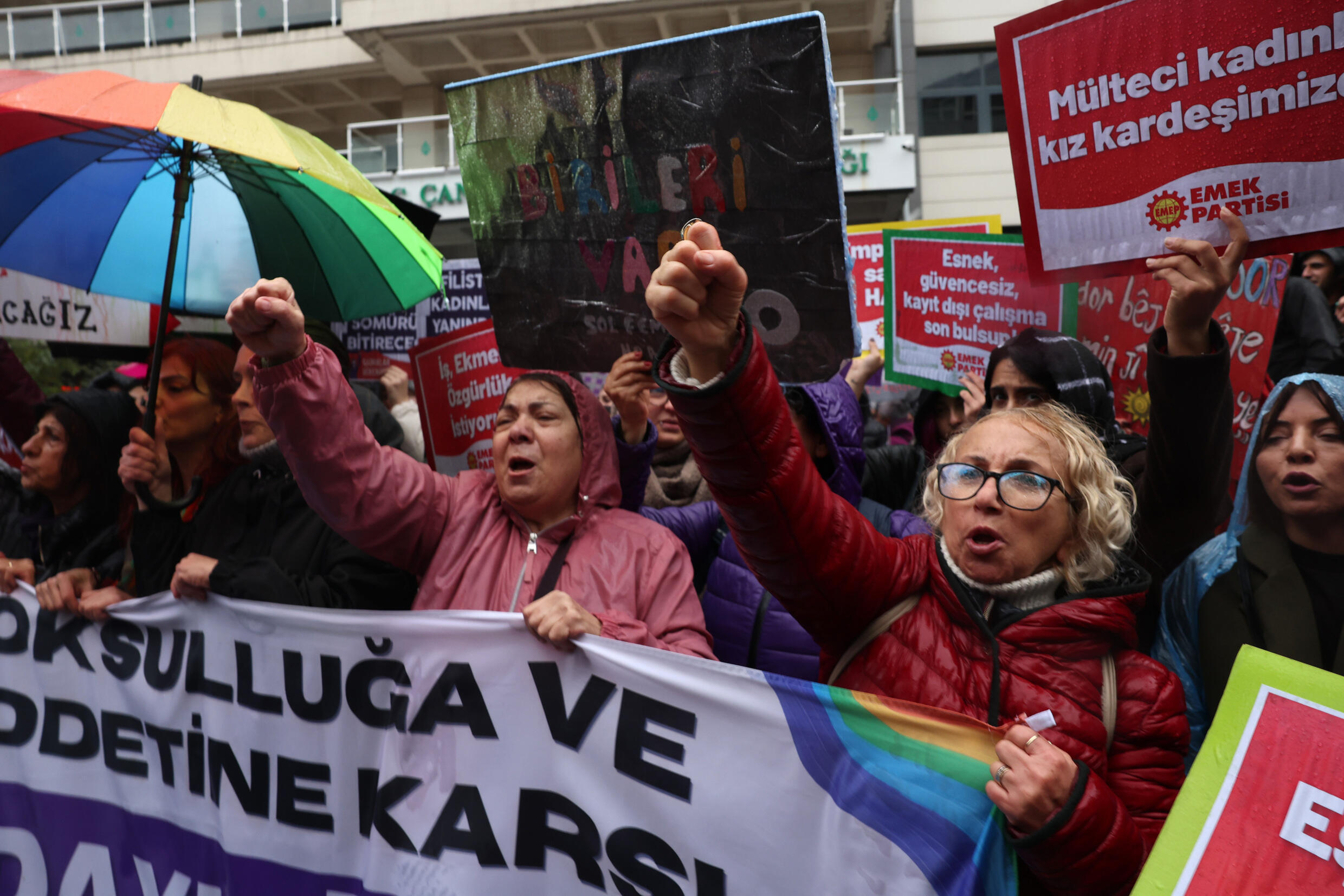 In Turkey, protesters marched in Ankara and Istanbul
