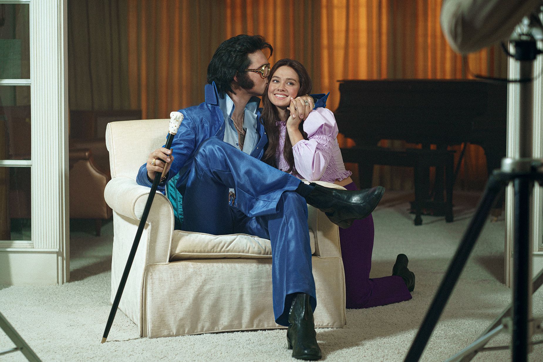 Only a handful of the costumes in the film, such as this recreation of that 1970 family photoshoot, are historically accurate.