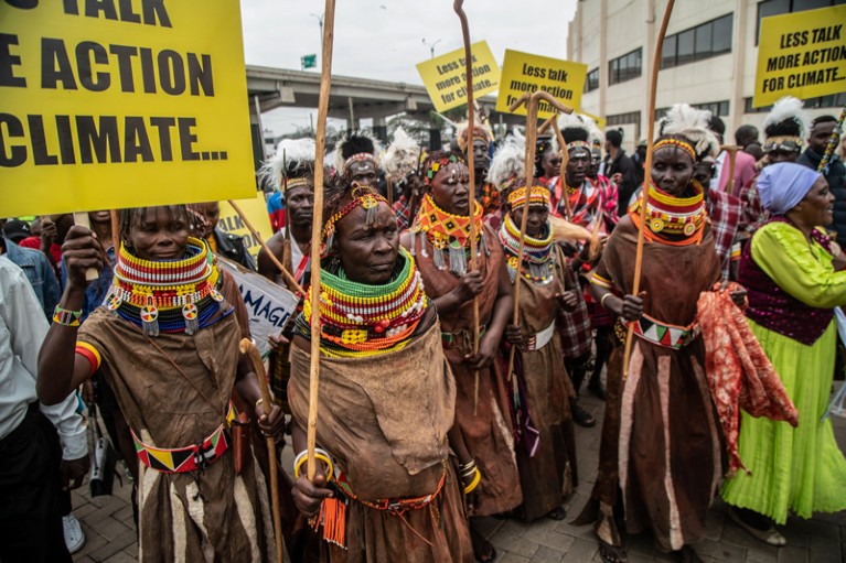Members of Turkana community joined by climate activists protest on the streets of Nairobi
