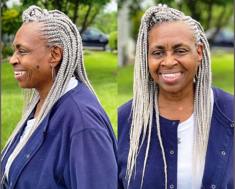 Grey hair braids for over 60
