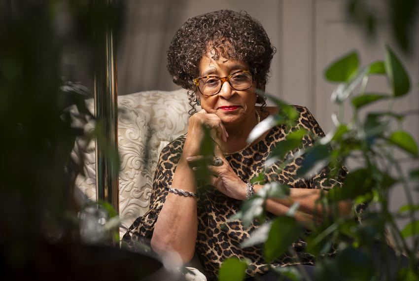 Beverly Hatcher in her garden home on Tuesday, July 23, 2024, in Beaumont, TX. Hatcher loved Joe Biden and takes great pride in being an older American. She was shocked when he dropped out of the race but after joining a zoom call with tens of thousands of Black women, is looking forward to voting for Harris as a delegate in Chicago and for president in November’s election.