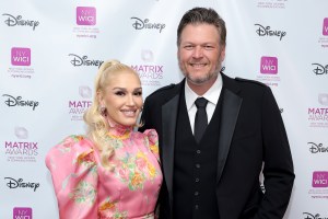 NEW YORK, NEW YORK - OCTOBER 26: (L-R) Gwen Stefani and Blake Shelton attend the 2022 Matrix Awards at The Ziegfeld Ballroom on October 26, 2022 in New York City. (Photo by Dimitrios Kambouris/Getty Images)