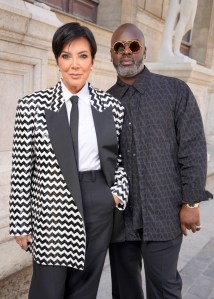 Kris Jenner and Corey Gamble at Valentino Ready To Wear Spring 2024 held at École des Beaux Arts on October 1, 2023 in Paris, France. (Photo by Swan Gallet/WWD via Getty Images)